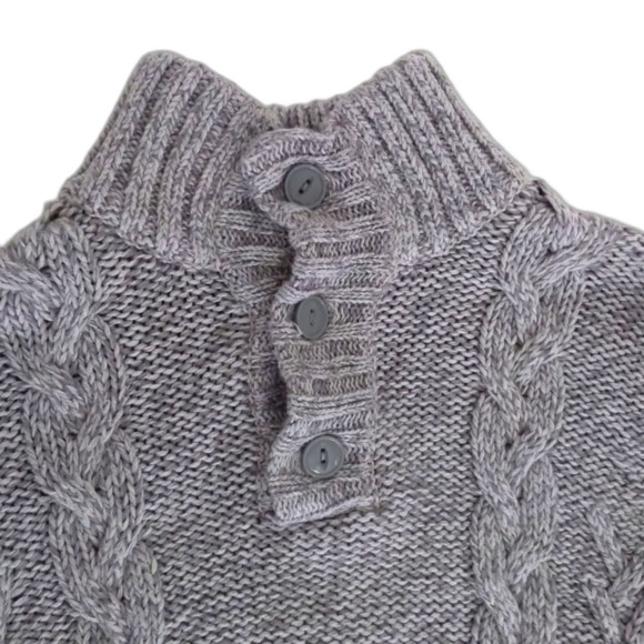 P.S. from Aeropostale Kids Girl (Youth 7) Cable Knit Quarter Button Sweater Gray - Picture 5 of 7